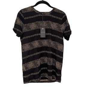 NWT Lucky Brand Black and Gold Short Sleeve Tee
